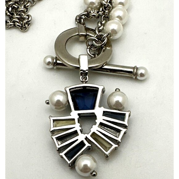 Vintage 90 Granny Pearlcore Necklace Crystal Sunburst Pendant Retro Preppy Charm - Picture 6 of 7